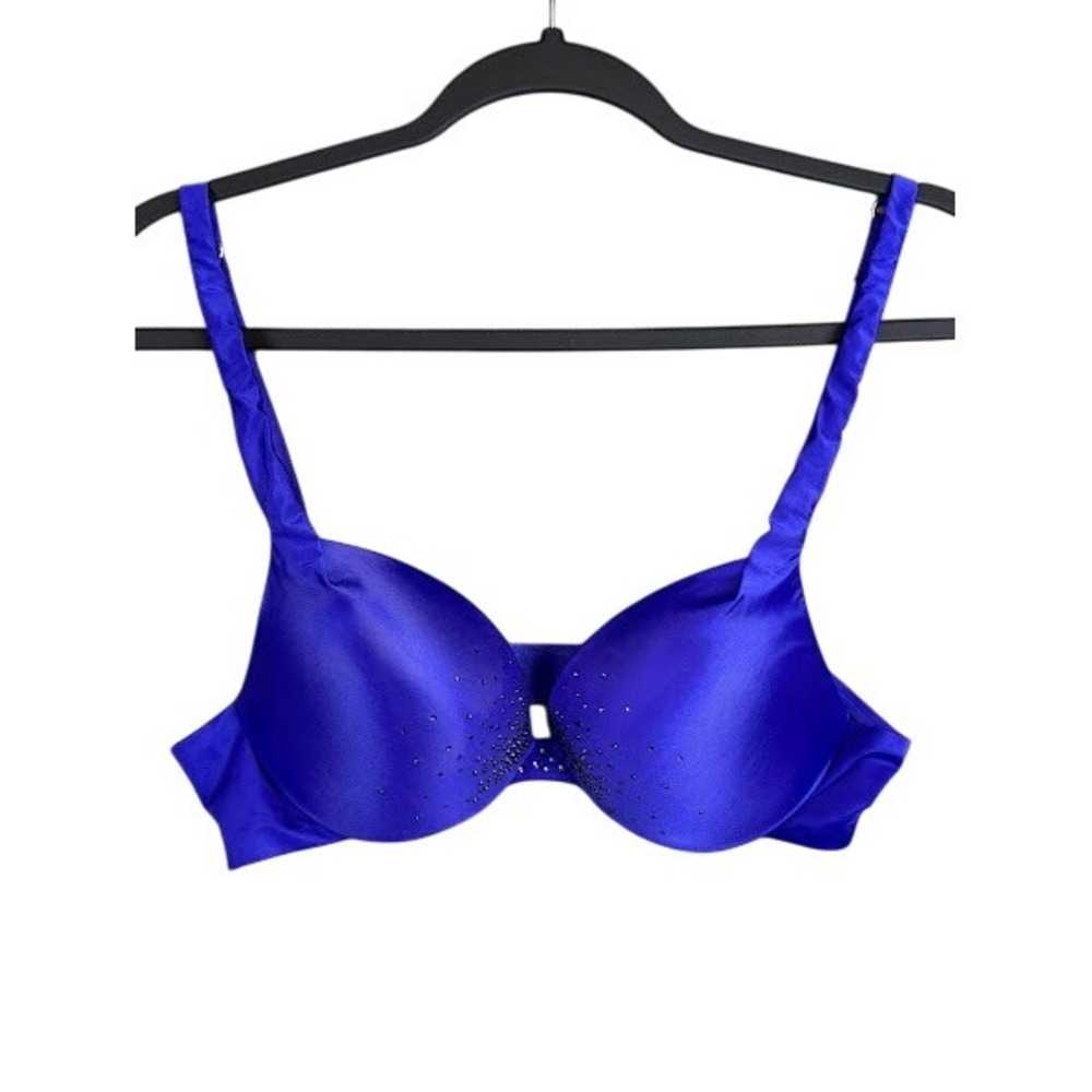 Victoria's Secret Plunge Embellished‎ Bra, Royal Blue, Padded, Adjustable Straps
